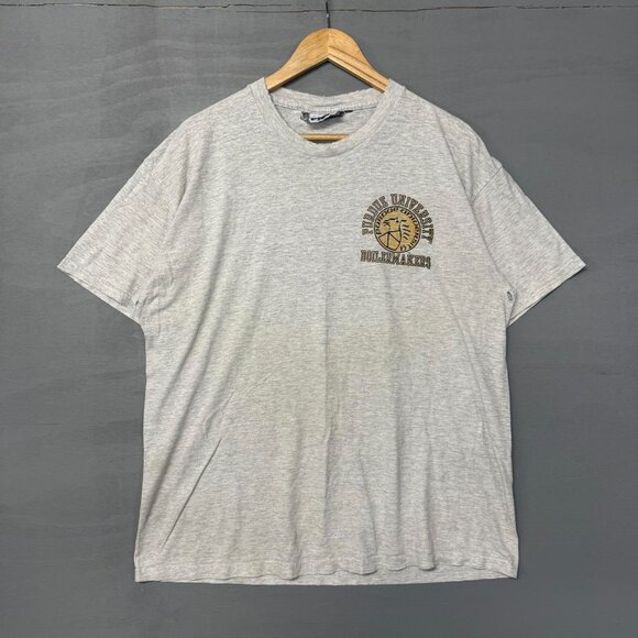 Vintage Purdue Boilermakers Grey Distressed Champion Grey Tee Shirt XL - Picture 2 of 7